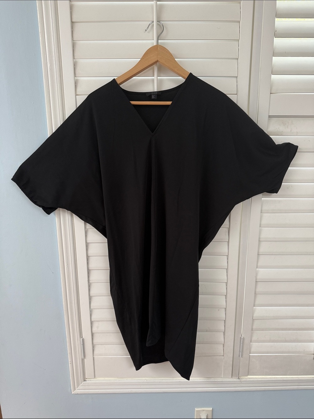 COS Black Oversized V-Neck Dress | Architectural Minimalist Scandinavian Style